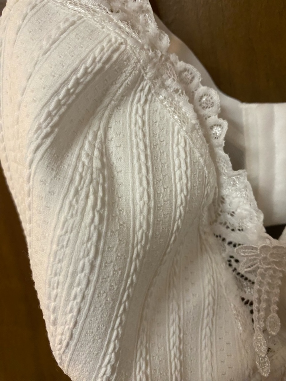 White Lace Textured Bra